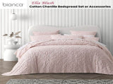 Bianca Ella Blush Cotton Chenille Floral Bedspread Set Super King V442-BCA-BEDSPREAD-ELLA-BLUSH-SK