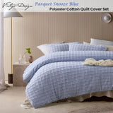 Vintage Design Homewares Parquet Snooze Blue Polyester Cotton Quilt Cover Set Double V442-HIN-QUILTCS-PARQUET-SNOOZEBLUE-DS