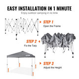 Pop Up Canopy Tent, 10 x 10 ft, 250 D PU Silver Coated Tarp, with Portable Roller Bag and 4 V952-DCSTPS10X10FTASXAV0