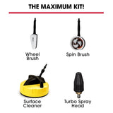 JET-USA RX550 Electric High Pressure Washer 3500PSI, 5 Nozzles, Spin & Wheel Brush, Deck Cleaner, V219-PRSWSH-ELEC-3200WF