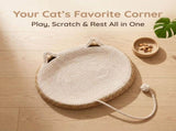 Cat Basket Bed Handwoven, 2 In 1 Scratcher & Breathable Comfort Nest, For Indoor Cats, Kittens, V1369-AZ3-W-08514