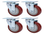 4PCS Heavy Caster 360&deg Rotation Plate PU Universal Wheel for Furniture Shopping Cart4in 242lb Single V1294-YM0901-3114210082812