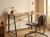CARLA HOME Foldable Computer Desk - Oak Steel Frame Study Table - Brown - Foldable Desk V178-36467
