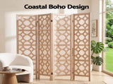 Artiss 4 Panel Room Divider Folding Privacy Screen Wooden Partition Geometric Freestanding Separator RD-B-1759-4P-NT