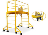 Baumr-AG 1.9 x 0.8 x 1.8m Adjustable Mobile Scaffold Platform, Guard Rail, Outrigger Wheel Set, V219-BAMOTL04A