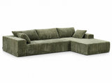 Sarantino Soffia 2.75m Green Corduroy Corner Sofa with Chaise L-Shape Sectional Couch 3 Seater SOFA-MFL-337-GN