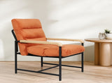 Levede Metal Framed Lounge Chair Velvet in Orange CH1149-BR_NZ