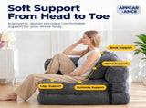 Foldable Corduroy Sofa Bed with Quilted Buttons and Pillow, Convertible Lounger for Reading, Gaming, V1341-ZY-LGVSCMA8-ROYALBLUE