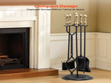 Fireplace Tool Set, 5 PCS Tool Set and Holder with Five-Prong Stand, Tongs, Ash Shovel, Brush, V952-BLGJTJ5JTWZGPZ6MX001V0