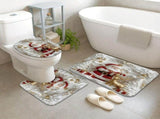 Santa Claus and Reindeer 4 Piece Christmas Bathroom Set Shower Curtain Toilet Mat 2 Floor Mats Non V1369-AZ3-W-21556