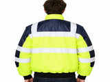 3-in-1 Hi Vis Safety Bomber Jacket Waterproof Reflective Quilted - Yellow/Navy - L V563-WB-HIVISJKT-YLW-L