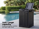 Gardeon Outdoor Trash Cans Polypropylene Patio Hideaway Bin 110L Black OTC-110L-BK