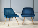 Artiss Dining Chairs Set of 2 Velvet Channel Tufted Blue UPHO-D-DIN203C-VEL-BLX2