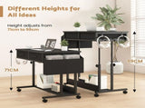 Small Portable Black Rolling Standing Desk with Wheels 80 x 48cm V178-59316