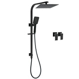 WELS Matt Black 2in1 Shower Set 10" Square Rain Head Handheld Silde Rail Arm Twin Taps V1233-C7121SBHS002M4CBKSS110BCPF0272BK