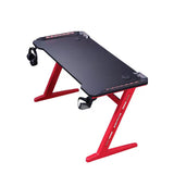 Gaming Desk with LED Lights Computer Desk Z Shaped Desk - Black V957-RLX39671014K