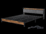 Levede King Bed Frame Industrial Tufted Soft Storage Headboard USB Charge BF1057-K-DG-AU