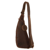 Jack's Inn Vengeance Brown Crazy Horse Leather Sling Bag Crossbody in Cognac V563-JACK-16-COGN
