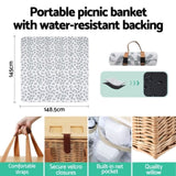 Alfresco 2 Person Picnic Basket Set with Table Blanket Cooler Wooden Insulated PICNIC-2PPL-TABLE-BG