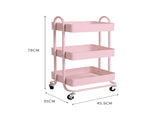 Levede 3 Tiers Kitchen Trolley Cart Pink HO0576-3-PK_NZ