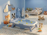 CARLA HOME Foldable Baby Bath Tub with Collapsible Toddler - Blue V178-36508