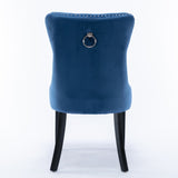 6x Velvet Dining Chairs Upholstered Tufted Kithcen Chair with Solid Wood Legs Stud Trim and V226-SW1901BL-3