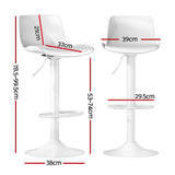 Artiss Bar Stools Kitchen Swivel Gas Lift Stool Leather Dining Chairs White x2 BA-KJ-GL-BPP-SPU-WHX2