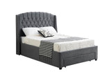 Paris Tall Tufted Velvet Dark Grey Bed with Storage Drawer - King V292-BED-PARIS-KING-GREY