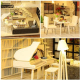 Dollhouse Miniature with Furniture Kit Plus Dust Proof and Music Movement - Happy time V178-13202