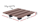 Gardeon 2PC Plant Carts HDPE Plant Caddy With Lockable Wheels Rolling Brown PC-HDPE-WHEEL-2SQ-BR