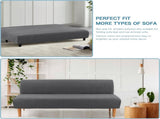 100% Waterproof Armless Futon Cover, Sofa Cover Stretch Jacquard Couch for Futon, Dual Leakproof V1259-DP01-A-4464