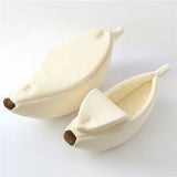 Beige Cozy Banana Peel Pet Bed - Plush & Warm Cave House for Cats & Small Dogs V888-ELOSUNG27455