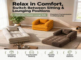Foldable Multi-Functional Lounger Sofa with Corduroy Cover and High-Density Foam for Living Room V1341-ZY-M9LXUFGX-ORANGE