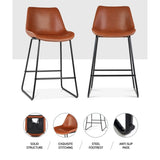 Artiss Bar Stools Kitchen Counter Barstools Leather Metal Chairs Brown x2 BA-TW-8068-BRX2