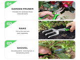 Complete 8-Piece Garden Tool Set with Carry Bag Stainless Steel & Aluminum Tools for Digging, V1107-CS-HYGJ