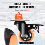VEVOR Caster 76.2 mm Swivel Plate Casters, Set of 4, with Security A/B Locking No Noise PVC V952-PBJLCSJAZ4J27UKMWV0
