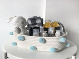Cotton Rope Knitting With Fur Ball Storage Basket Snacks Keys Sundries Basket V1294-YM0523-220209HJ01-2