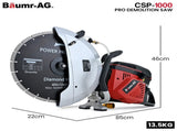 BAUMR-AG 400mm Professional Concrete Demolition Saw 94cc 2-Stroke, Wet and Dry Demo Cutting, 16" V219-SAWCONBMP1MA