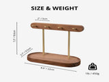 Modern Walnut Wood Key Holder with Brass Hooks Desktop Organizer for Keys, Jewelry, Watches, and V1107-CS-HTMBJZWJ