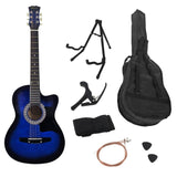 Karrera 38in Pro Cutaway Acoustic Guitar with Bag Strings - Blue Burst CC38-PRO-SBU