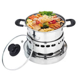 Stainless Steel Cooking Pot, Indoor Tabletop Hot Pot Cooker, Portable Fuel Powered Soup Pot, No V1369-AZ3-W-21606