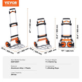 VEVOR Folding Hand Truck, 140 kg Load Capacity, Aluminum Portable Cart, Convertible Hand Truck and V952-KZDSTHC500B01UEHNV0