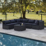 LONDON RATTAN 7 Piece 6 Seater Modular Outdoor Lounge Setting with Coffee Table, Grey V219-OTDOLSLR6SGY3