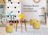 2X Fabric Ottoman Round Wooden Leg Foot Stool - Mustard Yellow V274-FT-GQST01-GN2