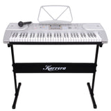Karrera 61 Keys Electronic Keyboard Teaching Piano with Electric Stand in Silver CHJ-61 EKB-CHJ-61-SL