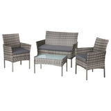 Gardeon 4 Seater Outdoor Sofa Set Wicker Setting Table Chair Furniture Grey ODF-B-PATIO-17007-GR-AB