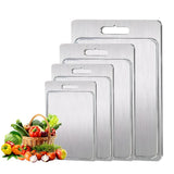 Double-Sided Titanium Cutting Board in Silver, 36x25CM, Heat Resistant for Kitchen and Camping V178-59250