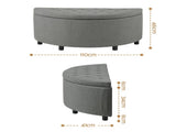 Artiss Storage Ottoman Bench Linen Fabric Tufted Half Round Footstool Grey OTM-D-HARO-FB-GY