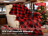 12V Car Electric Blanket for Cozy Winter Travel Soft Fleece Heating Throw for Cars, Trucks, RVs, V1341-ZY-NPJBVML3-RED