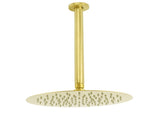WELS 10" Round Stainless Steel Shower Head Extension Ceiling Arm Set Brushed Gold V1233-A511300GKSR110G